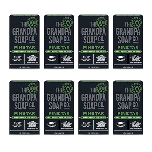 The Grandpa Soap Company Pine Tar Bar Soap for Men- Made With Pine Tar Oil, 3 in 1 Cleanser Deodorizer and Moisturizer, Dermatologist Tested, Safe