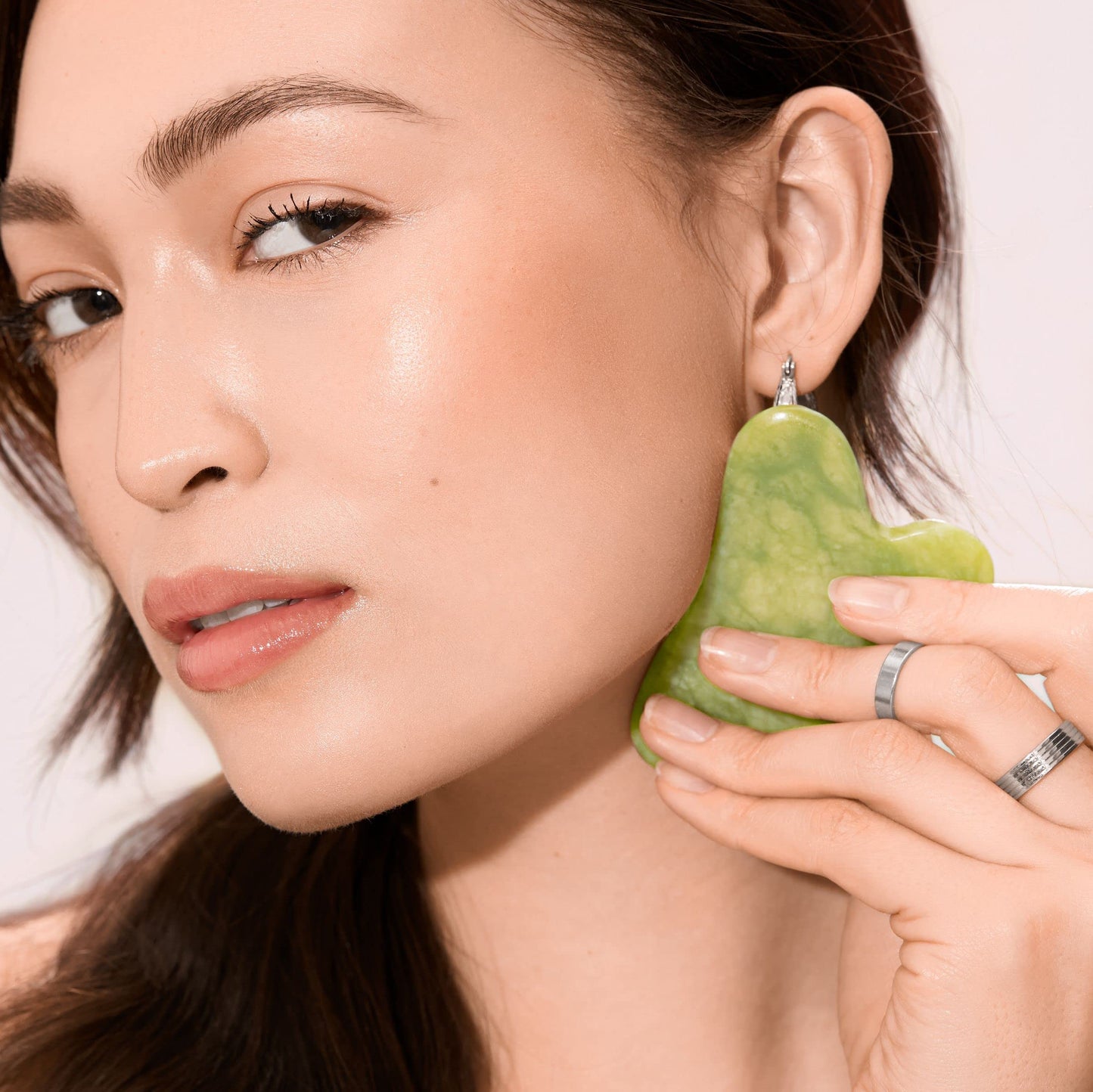 EcoTools Beauty Skin Care Tool Jade Facial Roller and Gua Sha Stone Duo, Face Roller and Massager, Skincare and Sculpting Tools, Green, Promotes