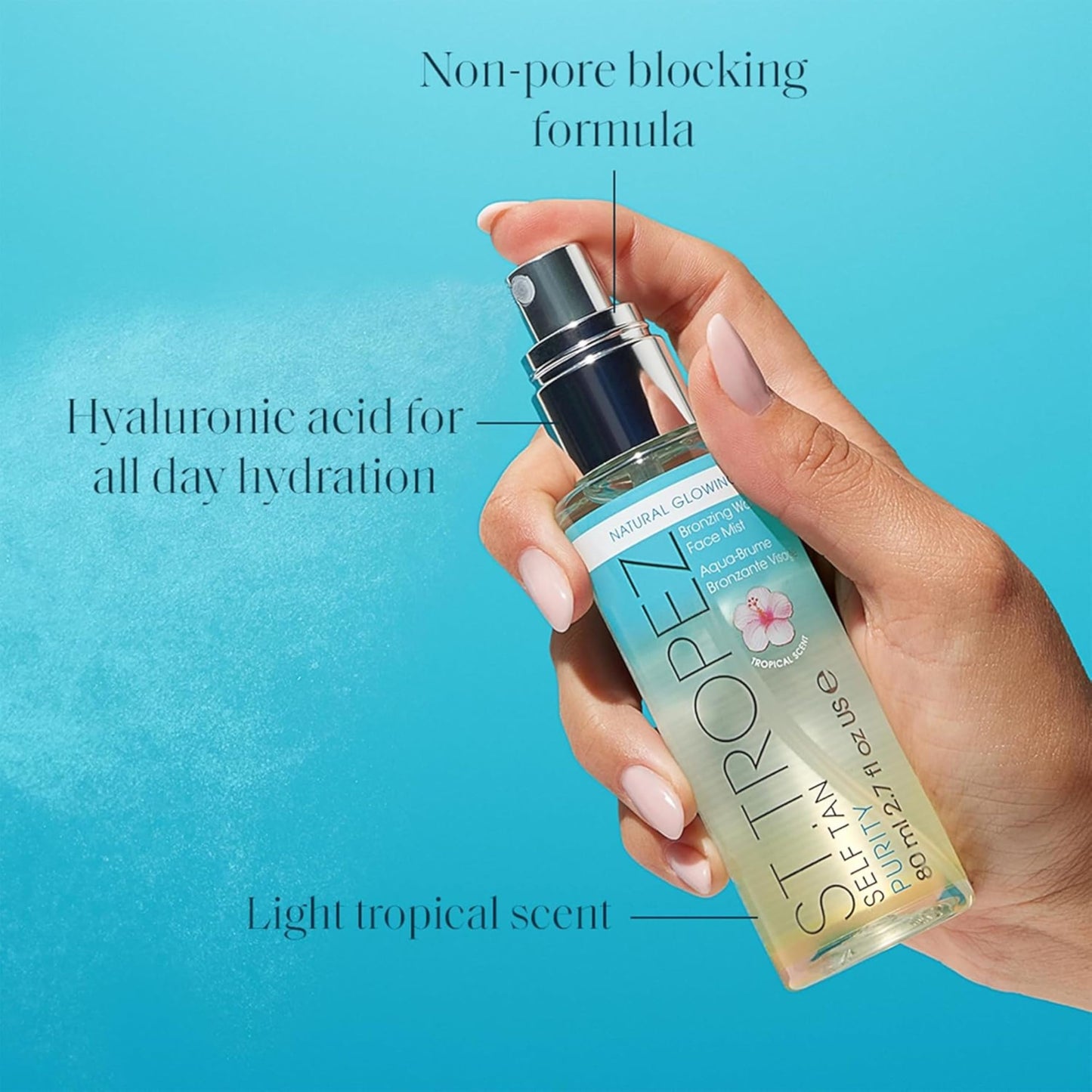 St.Tropez Self Tan Purity Bronzing Water Face Mist, Natural Sunkissed Glow with Hyaluronic Acid & Antioxidants, Vegan, Natural & Cruelty-Free Face Beauty and Personal Care St.Tropez
