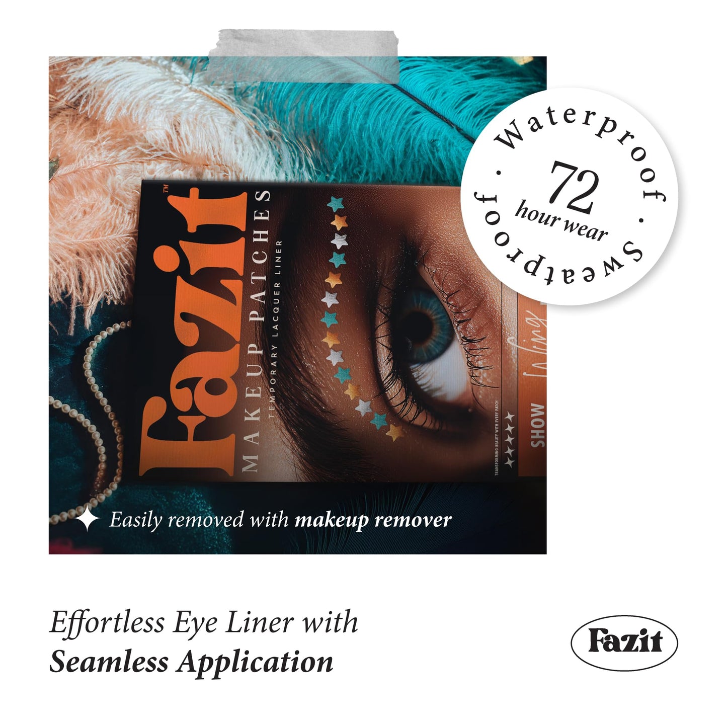 Fazit Makeup Patches - Show Stopping Wing Eyes - Glow Up Make-Up Patches - Cute Glitter Makeup Accessories For Women - Cosmetic Glitter For Face