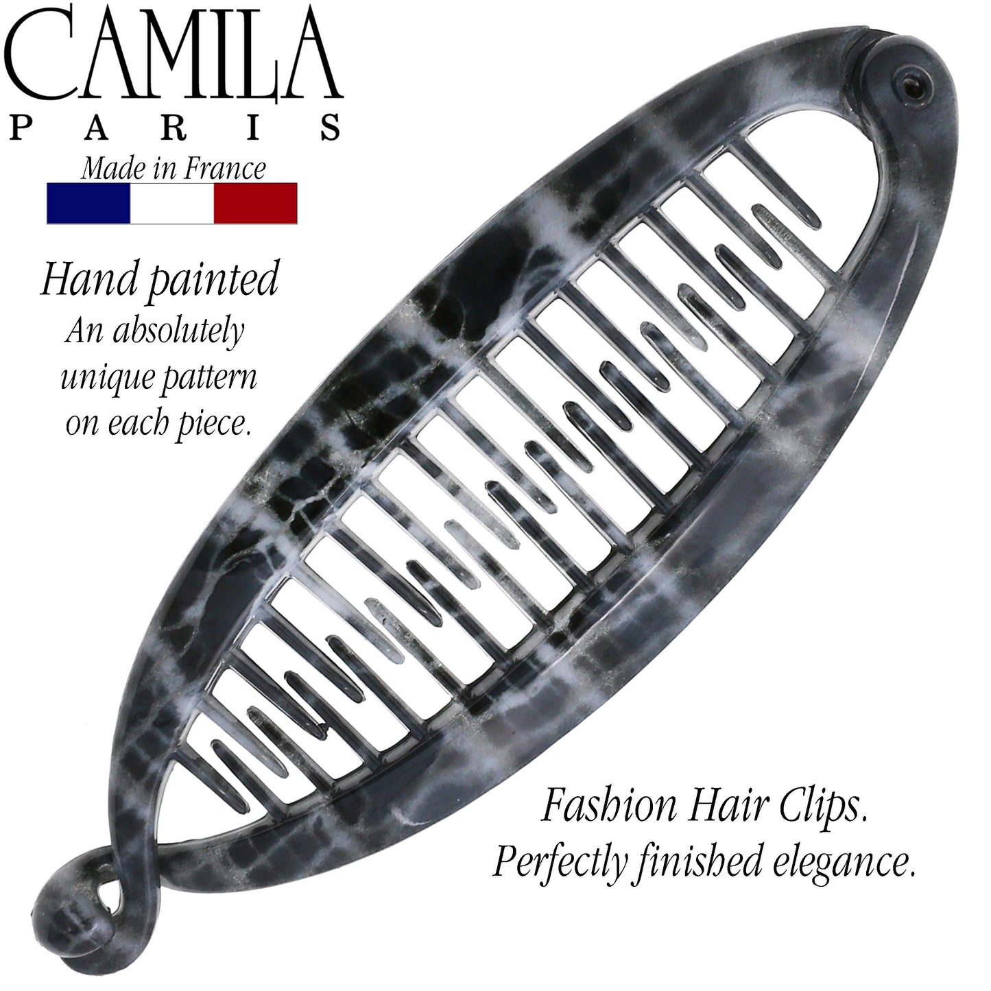 Camila Paris CP3102 4.5 inch French Banana Clip Hair Comb Classic Girls Updo Flexible Ponytail Holder Interlocking Banana Combs, Fashion Durable