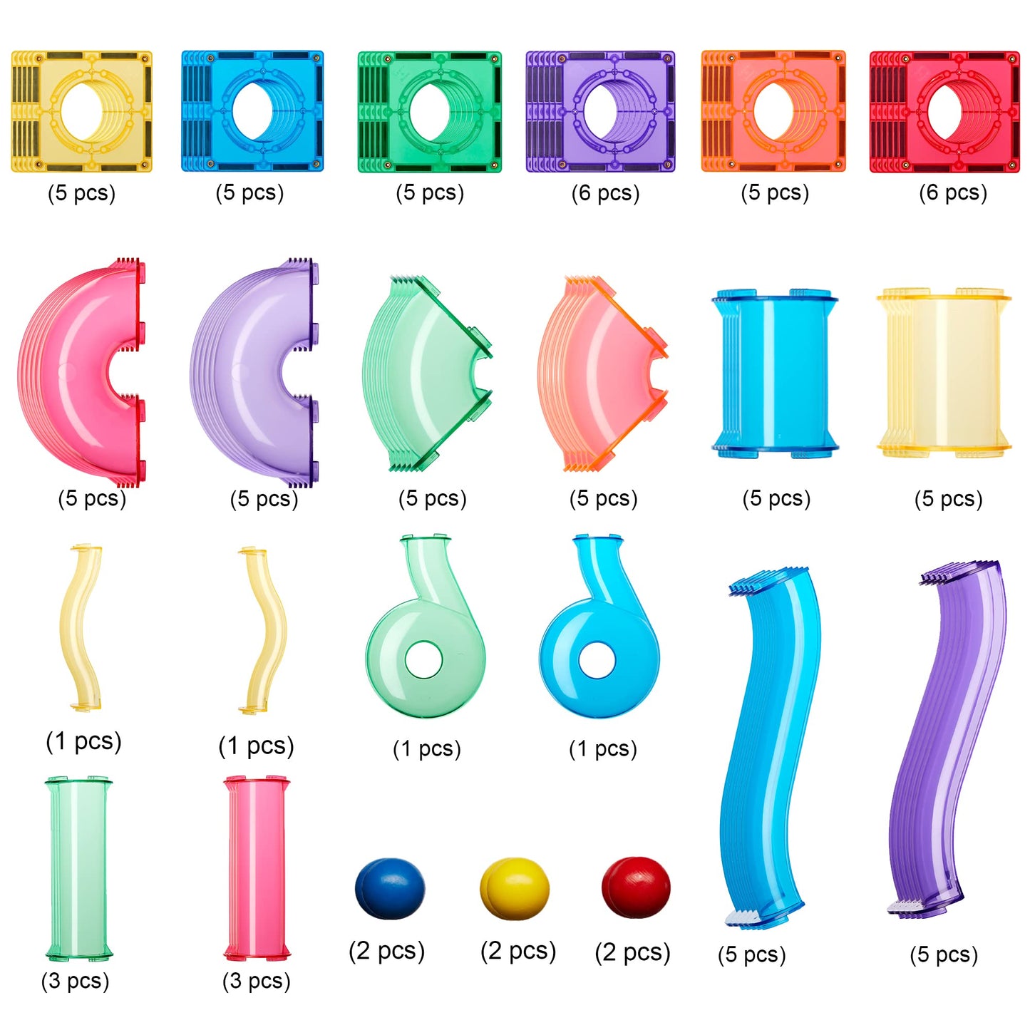 Learn & Grow 88pcs Magnetic Marble Run Expansion – STEM Marble Race Track & Magnet Tile Accessories for Kids Ages 3+ Construction Toy