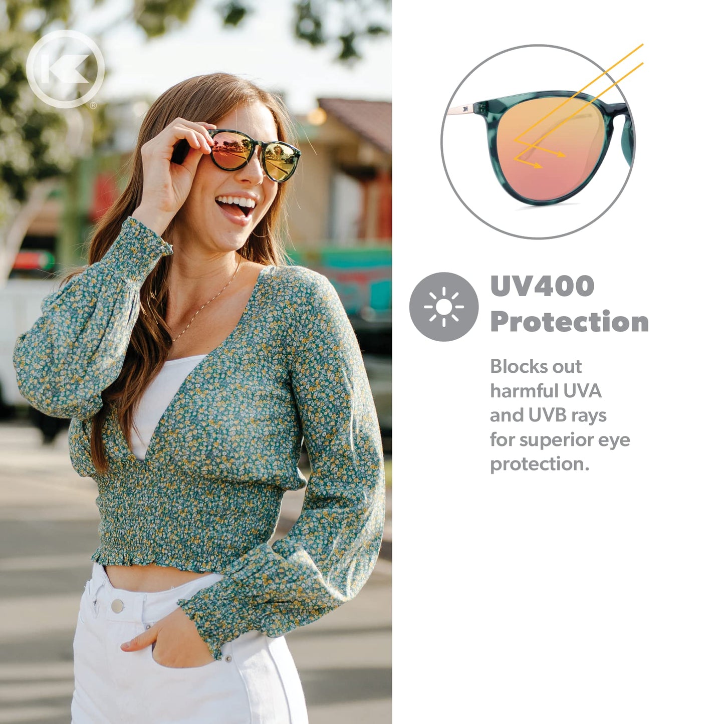 Knockaround Mary Janes Polarized Sunglasses for Women & Men - Impact Resistant Lenses & Full UV400 Protection, Slate Tortoise Shell/Rose Gold