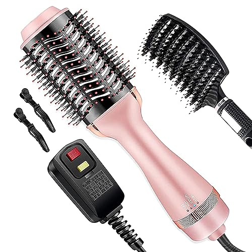 Cosermart 4 in 1 Hot Air Brush with Negative Ion Anti-frizz Blowout Brush for Drying, Straightening, Curling, Salon Volumizing