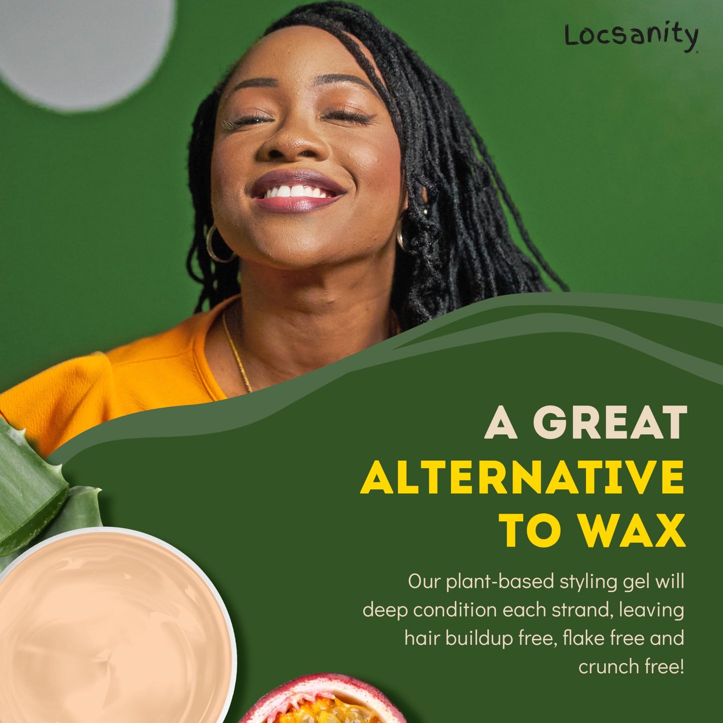 Locsanity Passion Fruit Conditioning and Styling Hair Gel - Braiding Gel for Dreadlocks, Twists and Sisterlocks, Loose Natural Hair, and All Types