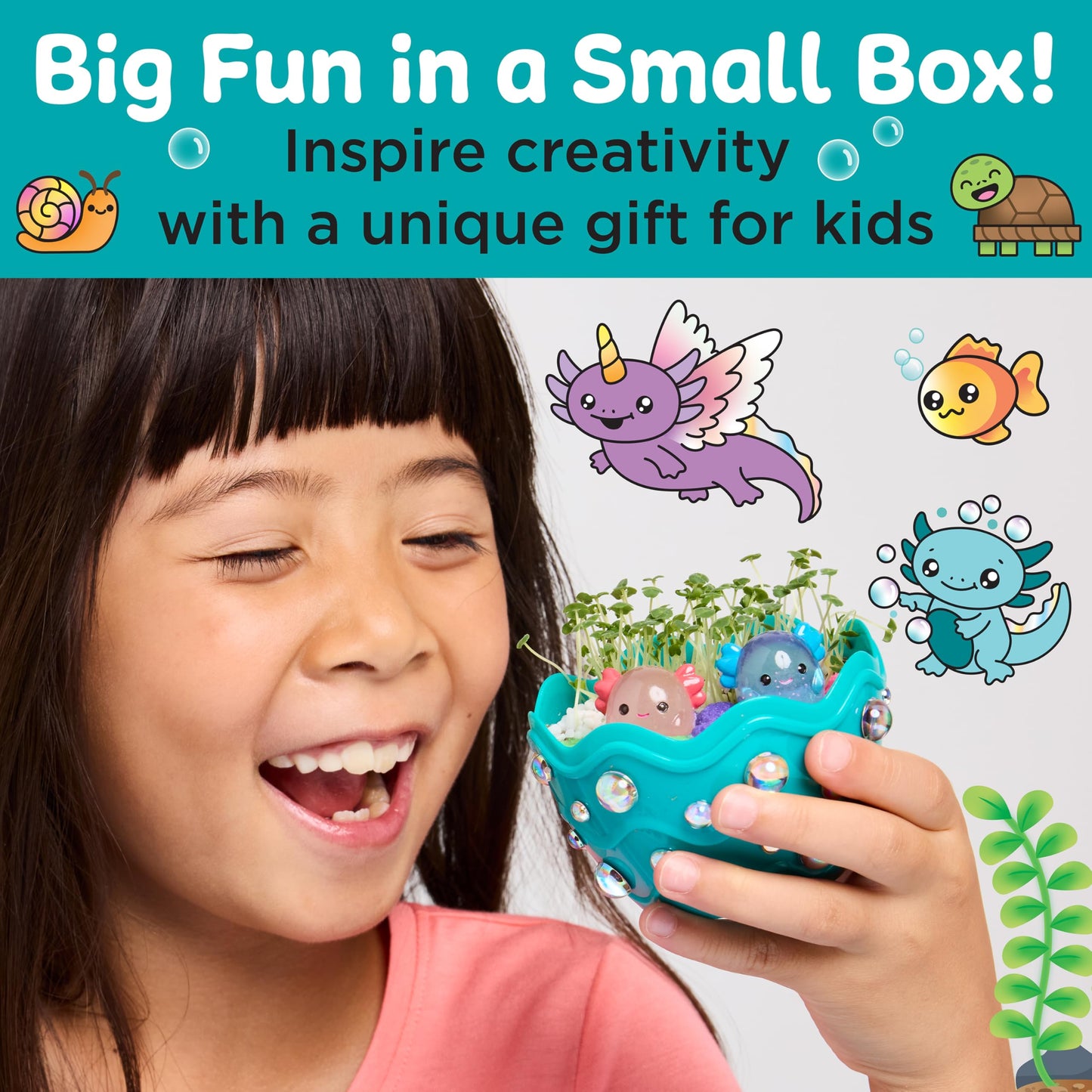 Creativity for Kids Mini Garden: Axolotl Terrarium – STEM Science & DIY Arts & Crafts Kit for Kids, Fun Gift & Stocking Stuffer for Ages 6+