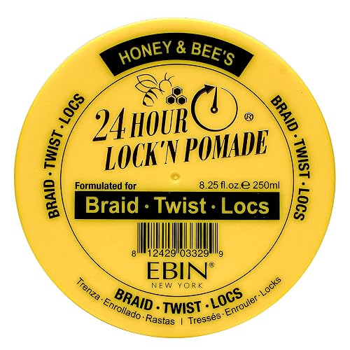 EBIN NEW YORK 24 HOUR LOCK'N POMADE Braid Formula, Honey & Bee’s, 8.25 Oz | Great for Braiding, Twisting, Edges, No Residue, No Flaking, Extreme Firm