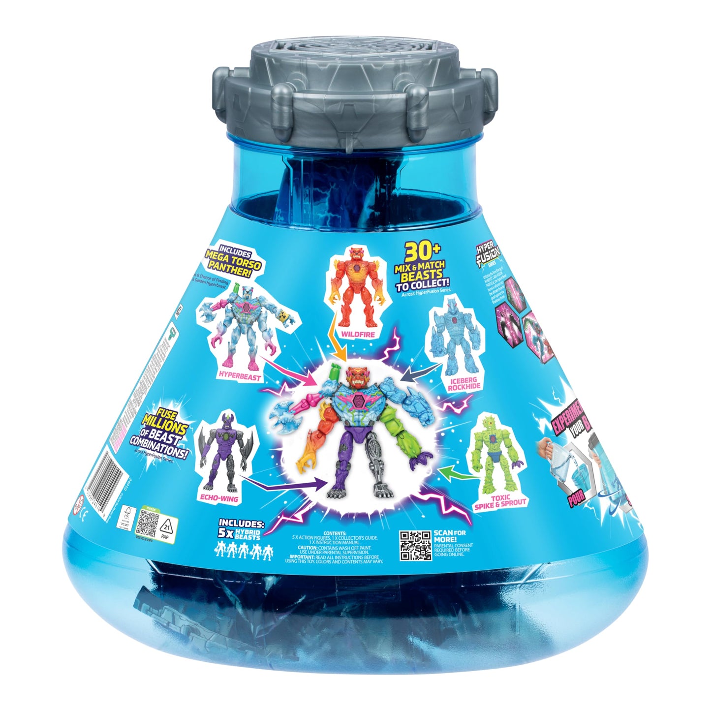 MRBEAST LAB Hybrids Mega Pack – Mix & Match 5 Action Figures with Hybrid Parts, Reveal Mega Torso Panther & Real Colors, Collect 30+ Beasts