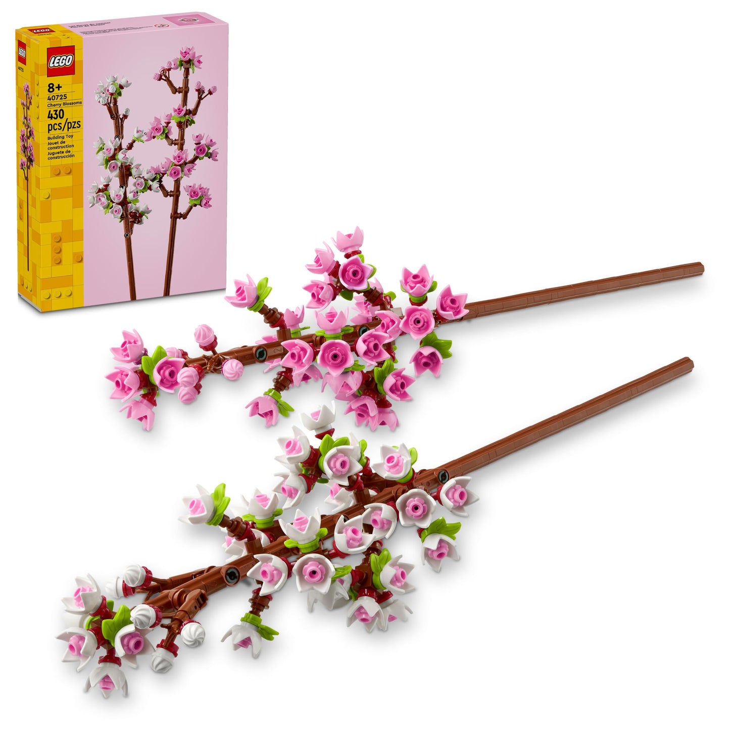 LEGO Cherry Blossom 40725, Building Toy for Kids Ages 8+, Artificial Flower Decor for Home Display, Creative Gift for Plant & Flower Lovers