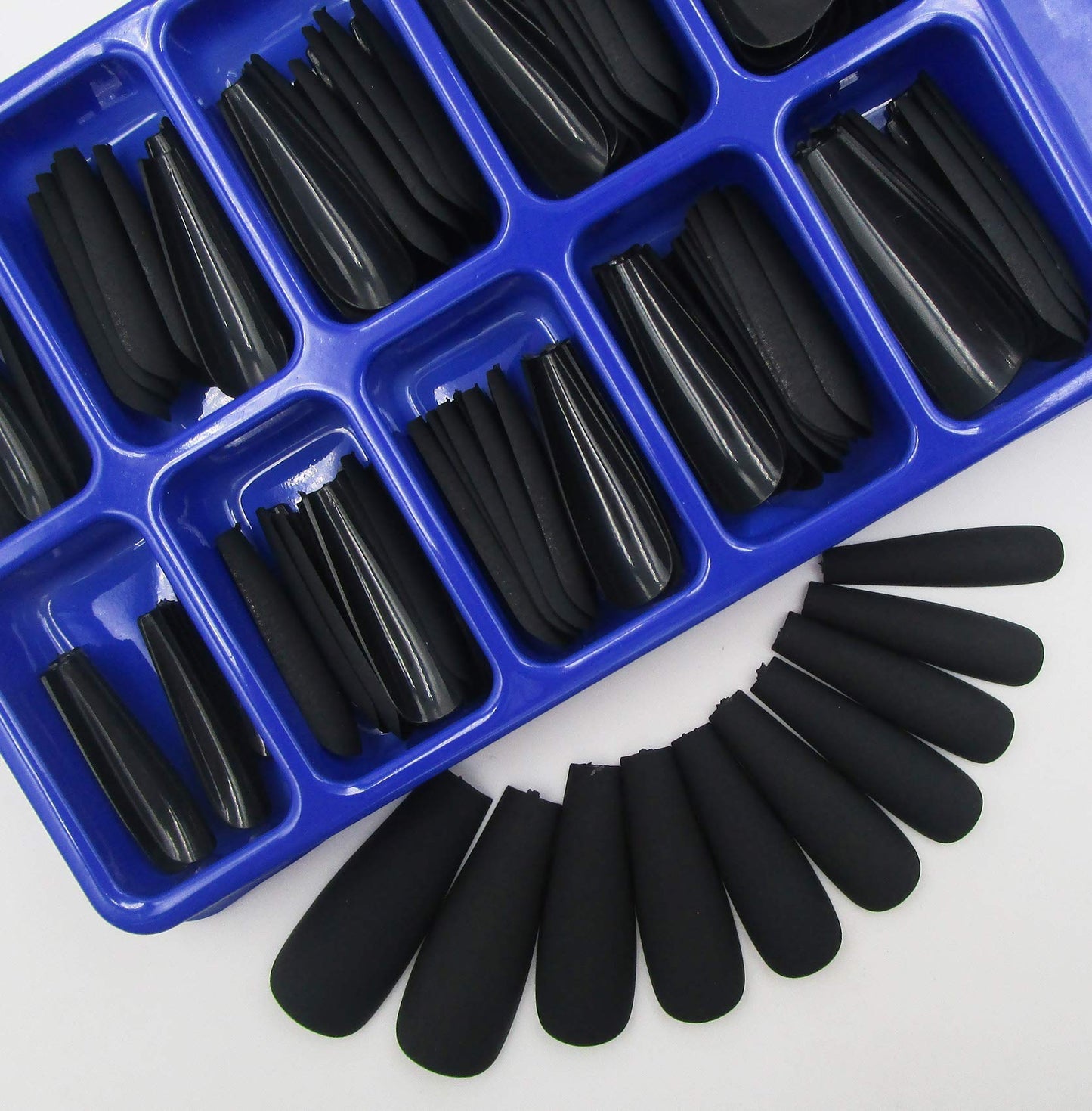 LoveOurHome 100pc Coffin Press on Nails Long Fake Nails Medium Ballerina Acrylic Press on Nail Coffin Nail Tips Matte Black Artifical Nail Full Cover