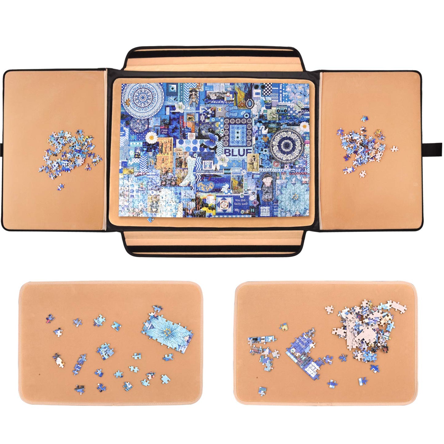 1500 Piece Jigsaw Puzzle Board – Portable Puzzle Table with Sorting Trays, Detachable Board & Non-Slip Surface, Puzzle Keeper Caddy