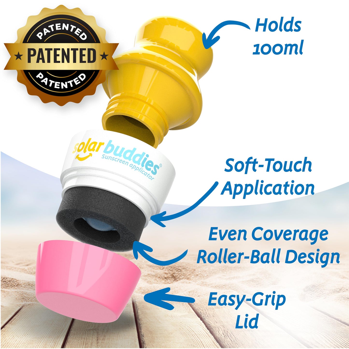 Solar Buddies Sunscreen Applicator - Blue & Pink Duo - BPA-Free Refillable Roll-on Sponge for Sunscreens & Lotions - For Kids, Adults & Families Beauty and Personal Care Solar Buddies