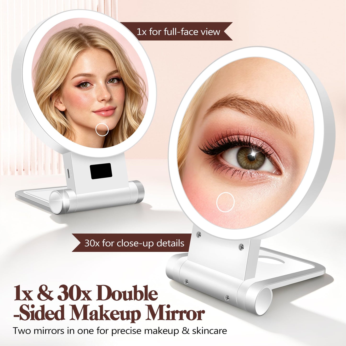 B Beauty Planet Magnifying Mirror with Light 30X, 2000mAh 1X/ 30X Magnifying Makeup Mirror with Standable Base & Tweezers, 3 Color Modes Beauty and Personal Care B Beauty Planet