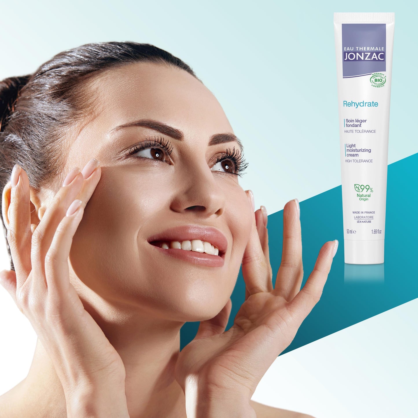 Eau Thermale Jonzac Rehydrate Organic Light Moisturzing Cream for Daily Use - Facial Cream Providing 24hr Hydration with Pure Hyaluronic Acid