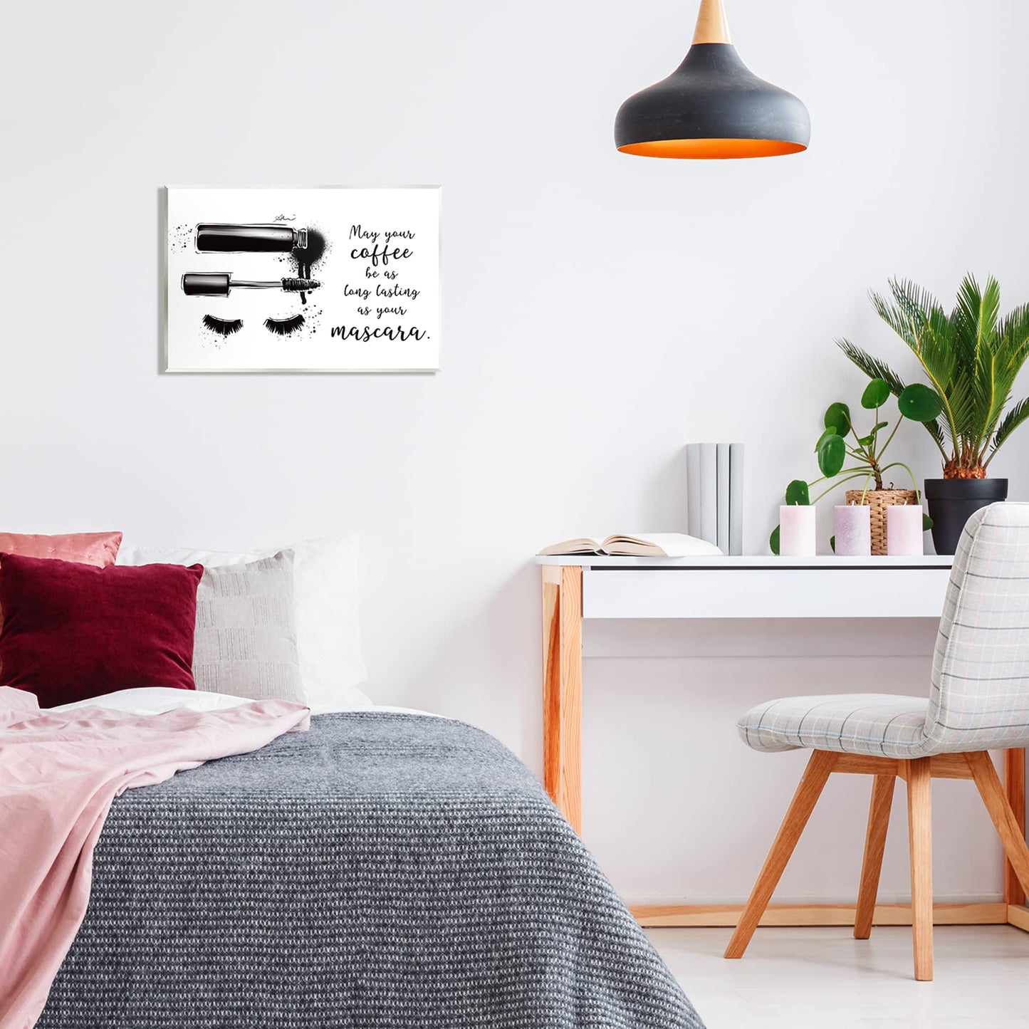 Stupell Industries Coffee & Lashes Mascara Phrase Wood Wall Art, Design by Alison Petrie