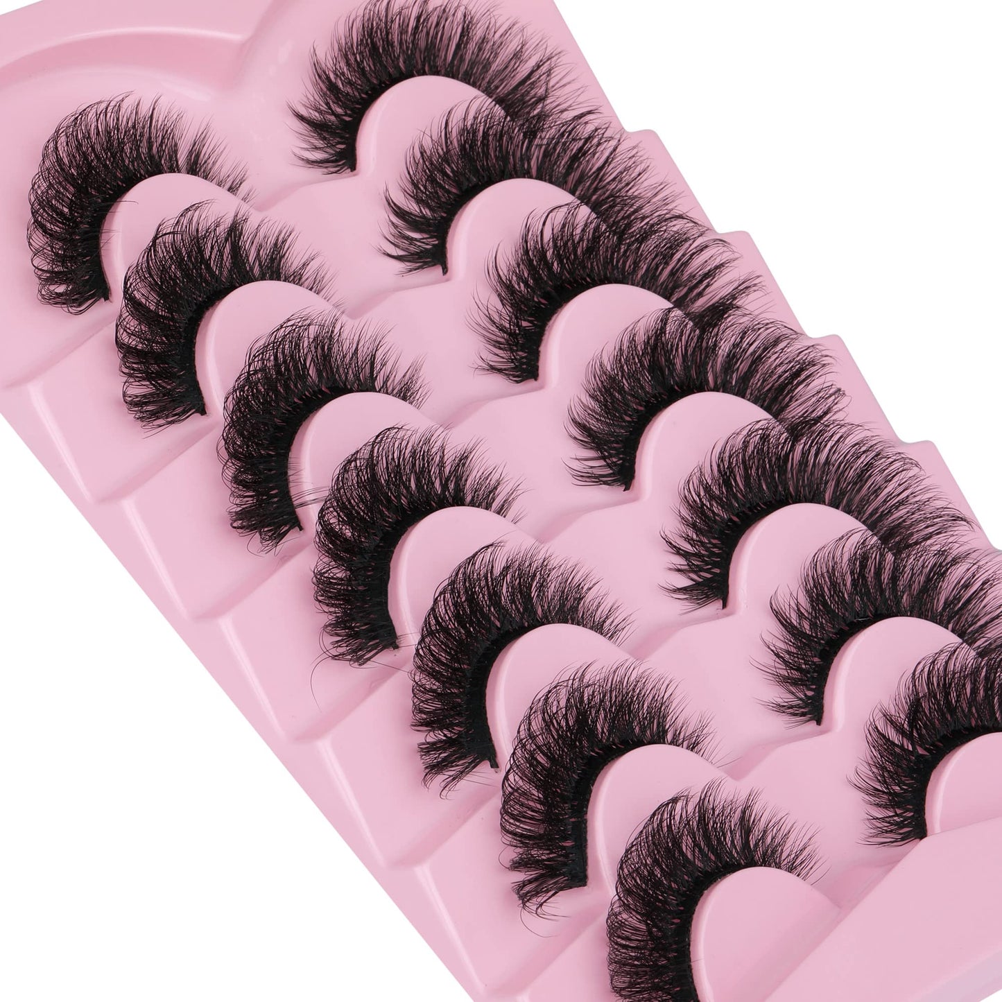 JIMIRE Faux Mink Lashes Fluffy Cat Eye Natural False Eyelashes Volume Wispy Fox Eye Crossed 17MM Thick Fake Lashes Look Like Eyelash Extensions Beauty and Personal Care JIMIRE