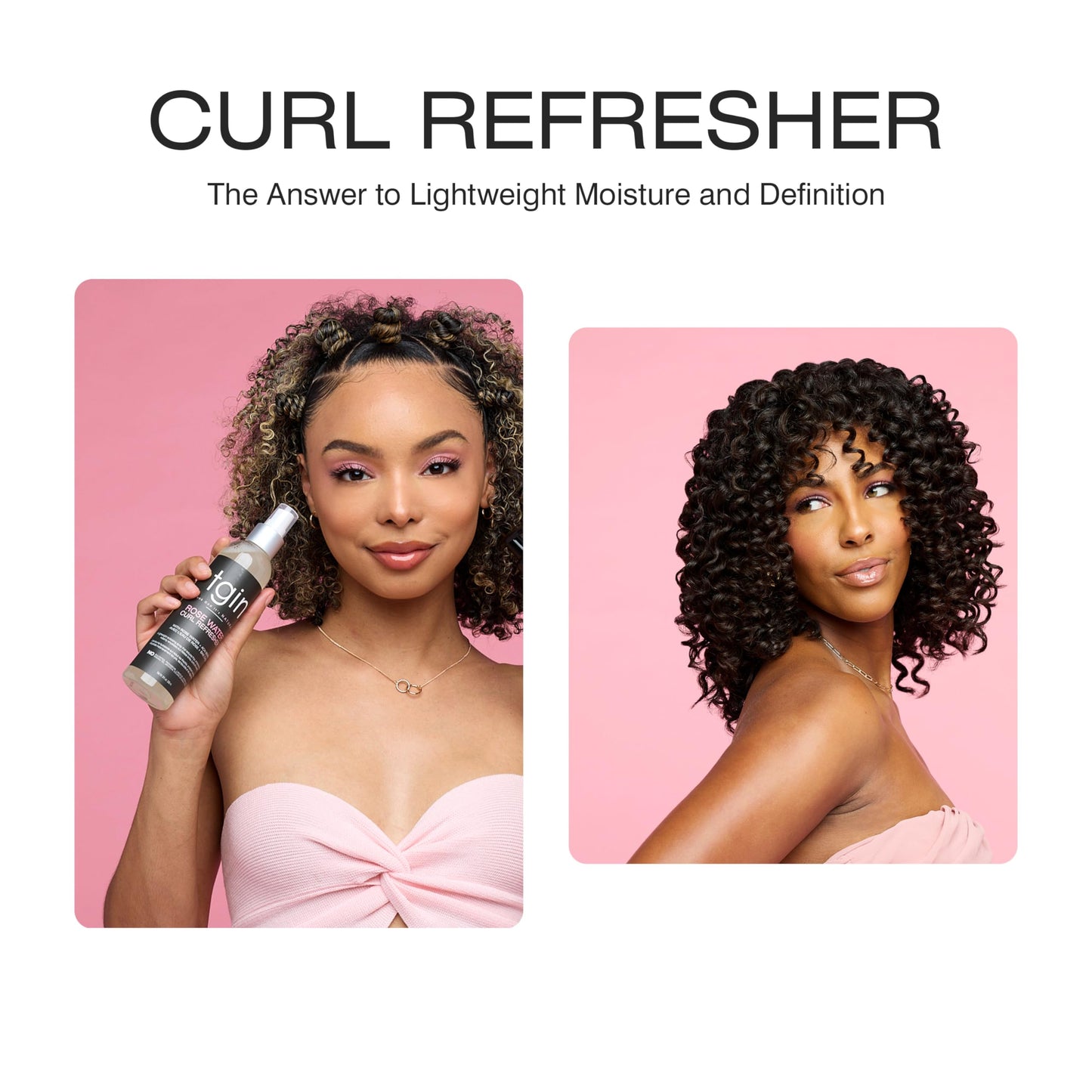 tgin Rose Water Curl Refresher - Curl Spray for Curly, Coily, and Wavy Hair - tgin Hair Products Enhances Shine, Reduces Frizz, and Moisturizes Dry