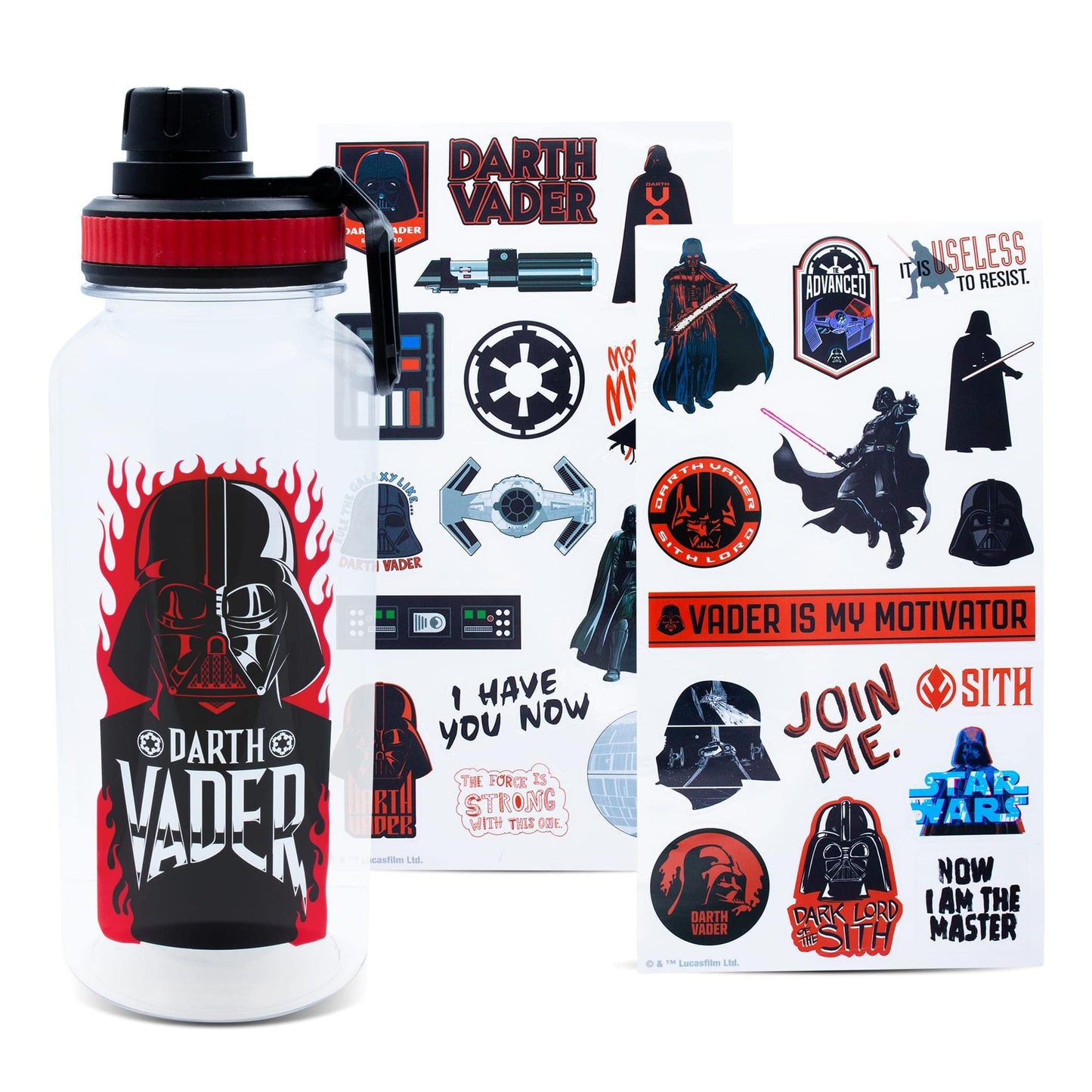 Star Wars Darth Vader Twist Spout Plastic Water Bottle Jug and Sticker Set For Personalizing | Holds 32 Ounces