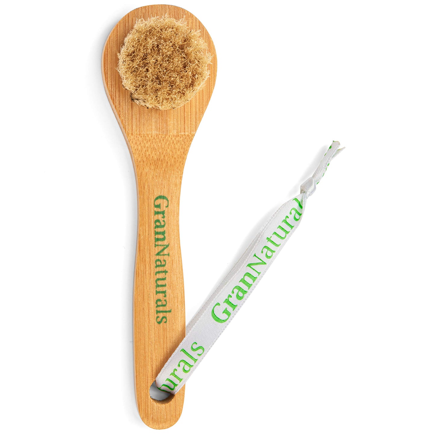 GranNaturals Manual Facial Brush Dry Brushing Scrubber - Stiff Boar Bristles for Exfoliation - Promotes Lymphatic Drainage, Deep Cleansing, Gentle
