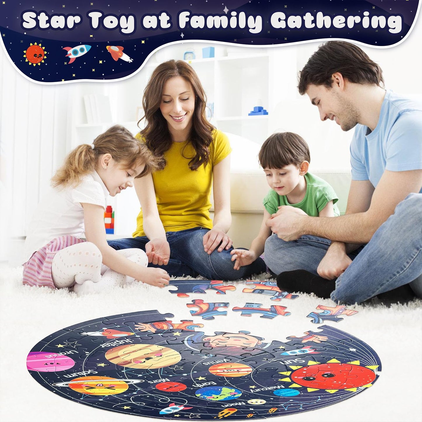 TALGIC Solar System Floor Puzzle – 70-Piece Round Jigsaw for Kids Ages 3–8, Educational Toy & Gift for Boys & Girls Ages 4–6