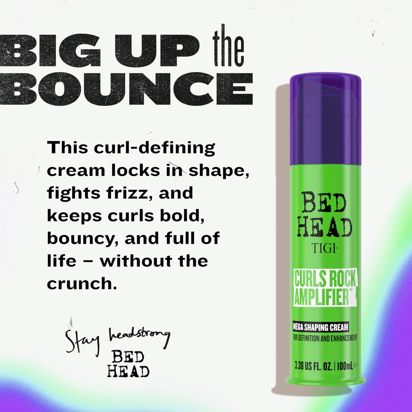 TIGI Bed Head Curls Rock Amplifier Curl Cream for Definition and Enhancement of All Curly Hair Types, 3.38 fl oz