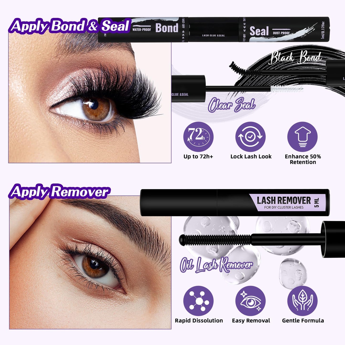 B&Qaugen Lash Clusters Natural Cluster Eyelash Extensions 144 PCS Eyelash Clusters D Curl Z01 Superfine Band Individual Lashes for Beginners Beauty and Personal Care B&Qaugen