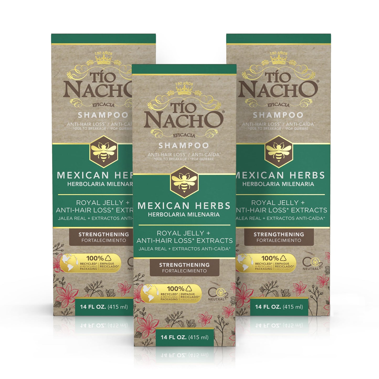Tío Nacho Mexican Herbs Anti-Hair Loss Shampoo with Royal Jelly and Rosemary Extract, Strengthening Herbal Shampoo for Men and Women, Nourishing