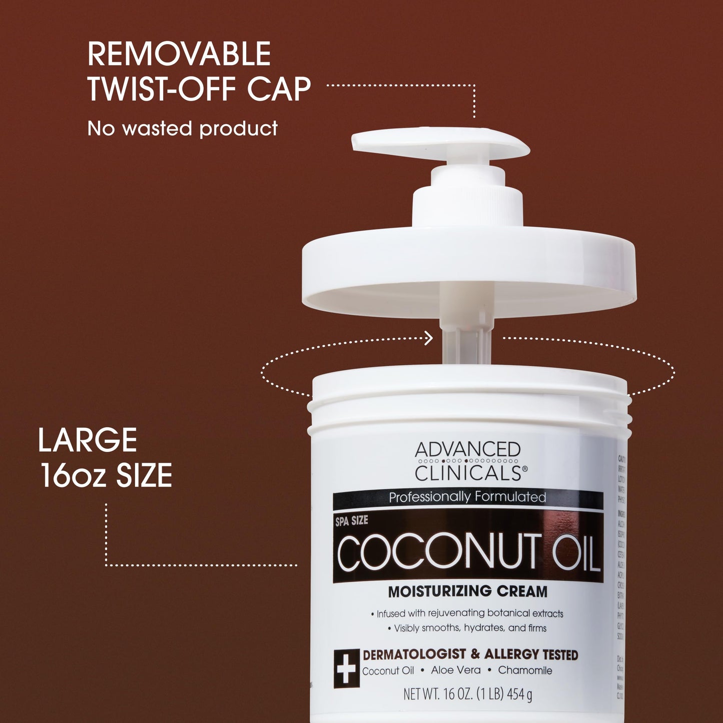 Advanced Clinicals Coconut Oil Body Cream For Women & Men | Hydrating Coconut Lotion For Extremely Dry Skin | Visible Anti Aging Body Butter Skin Care