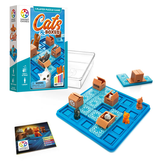 SmartGames Cats & Boxes Travel Game with 60 Challenges for Ages 7-Adult