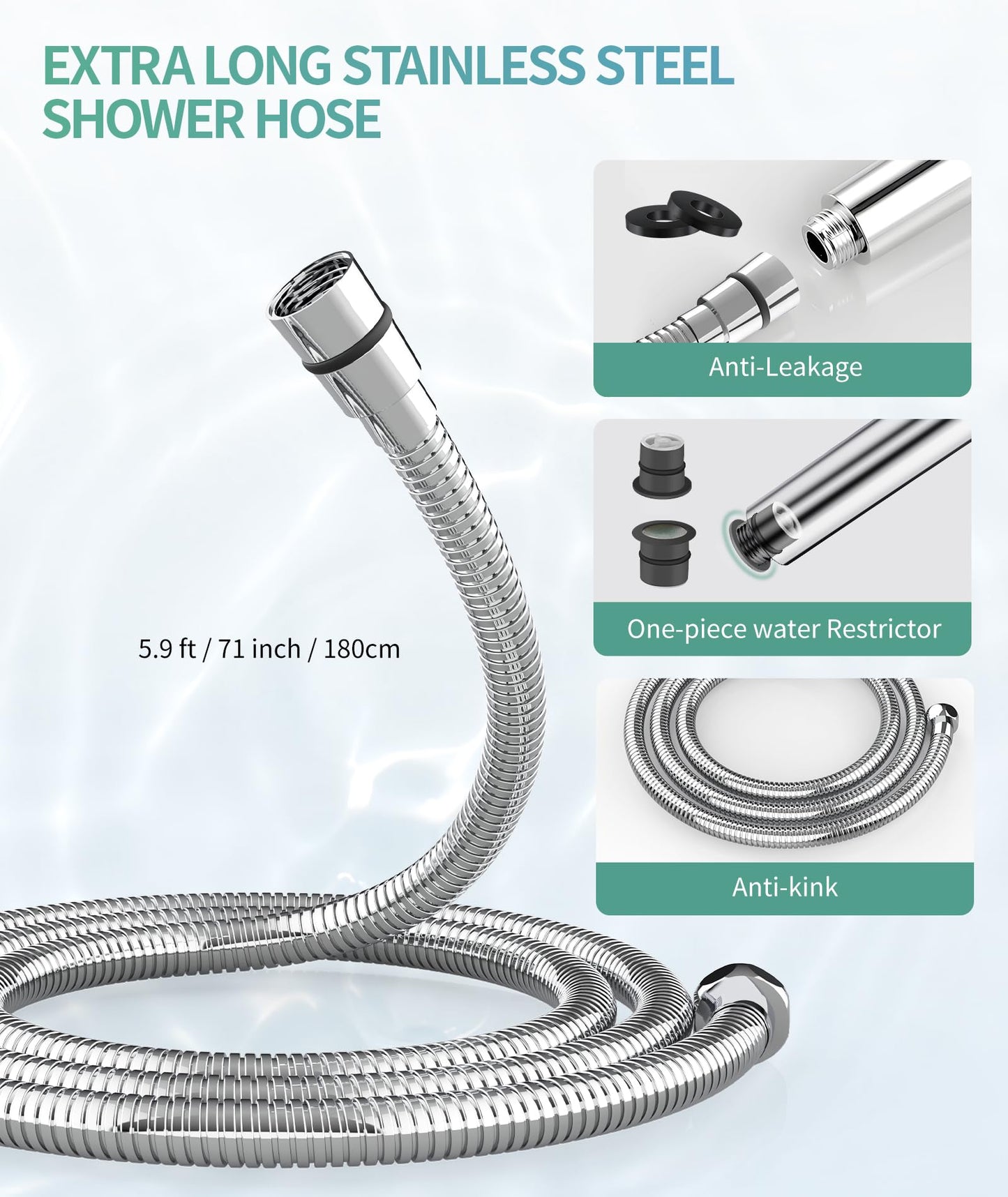 Filtered Handheld Shower Head – 9 Spray Modes, High Pressure Chrome Showerhead with Softening Beads for Hard Water & Chlorine Removal