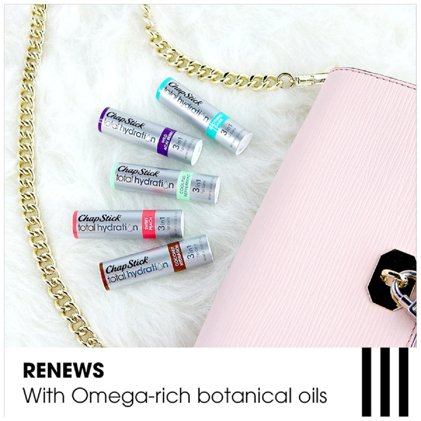 ChapStick Total Hydration Soothing Oasis Moisturizing Lip Balm Tube, Lip Balm for Lip Care - 0.12 Oz