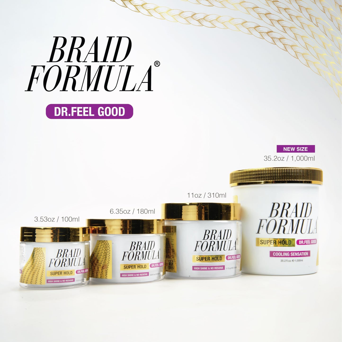 EBIN NEW YORK Braid Formula Dr. Feel Good Super Hold 11oz | Menthol Infused for Cooling Sensation | Smoothing, High Shine, Long-Lasting Hold | Perfect