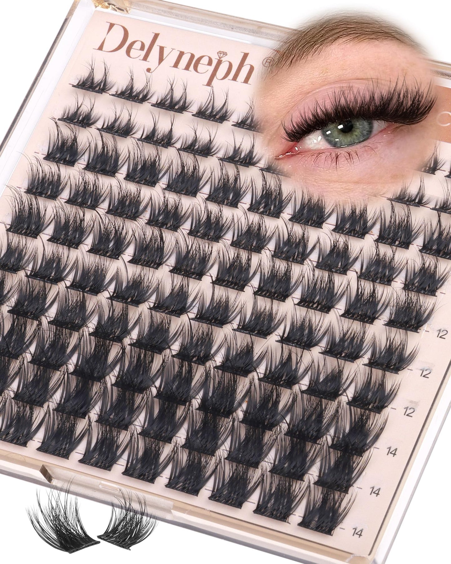 Natural Lash Clusters Wispy Eyelash Clusters Fluffy Cluster Eyelash Extensions Short 8-14mm Individual Lashes D Curl Lash Extensions by Delyneph Beauty and Personal Care Delyneph Default Title