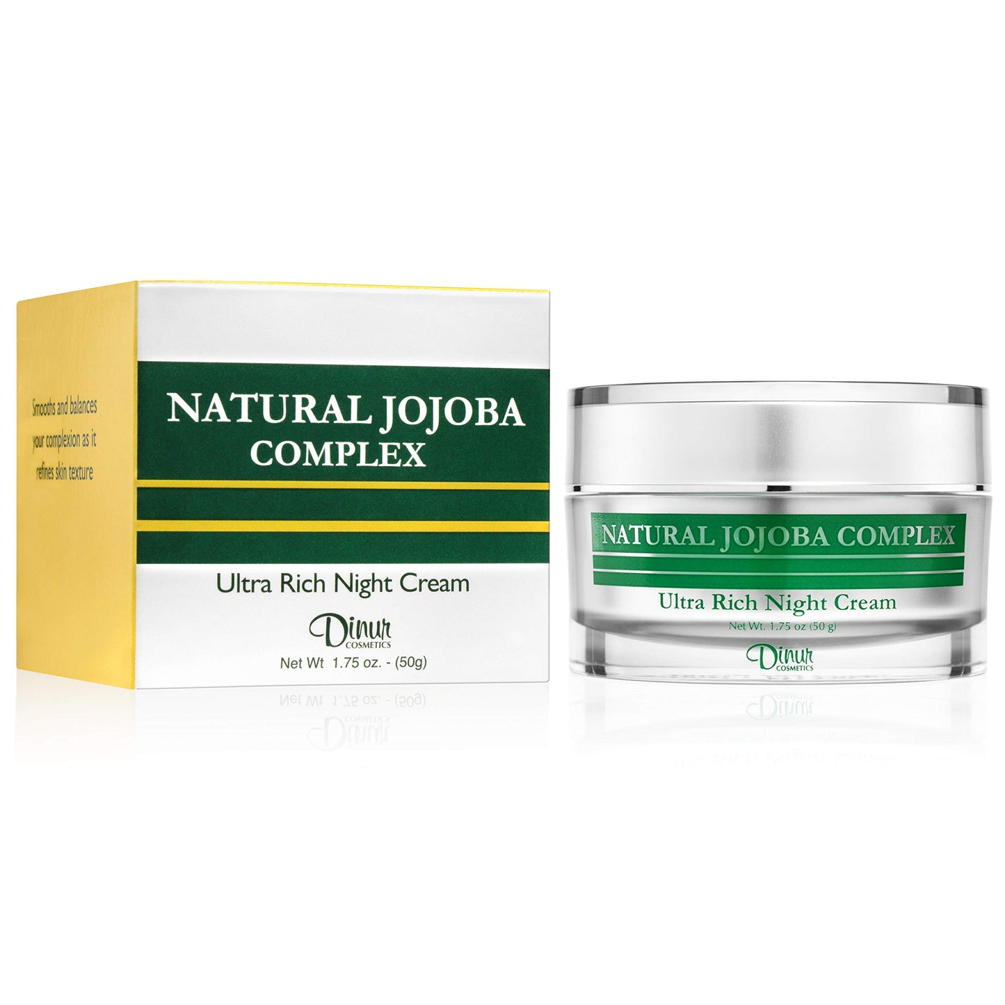 Dinur Cosmetics Natural Jojoba Complex Ultra Rich Night Cream Ultra Hydrating Moisturizer for Flakiness Dryness 1.75 oz/50 g