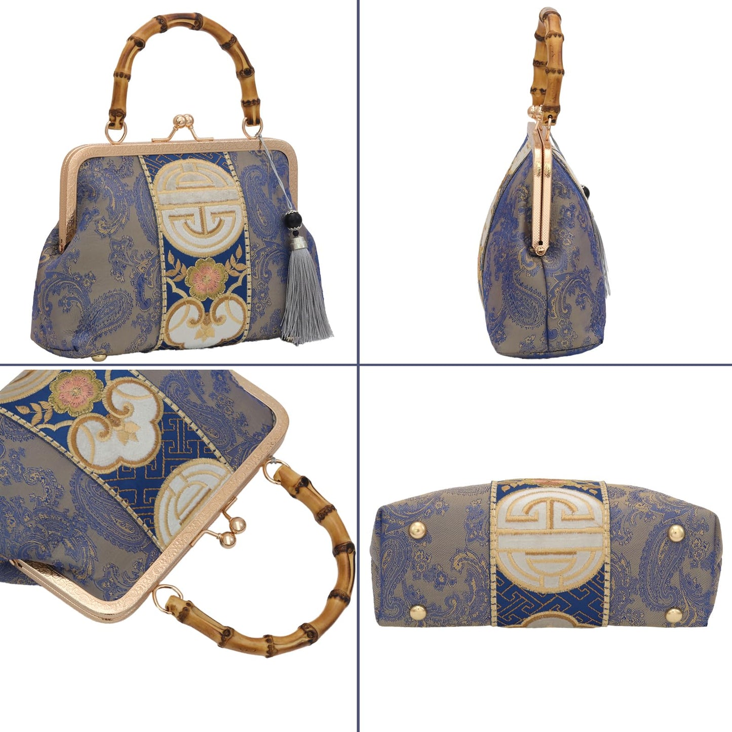 YeBon Retro Shoulder Chain Messenger Clutch Chinese Style Embroidered Jacquard Women's Evening Bags