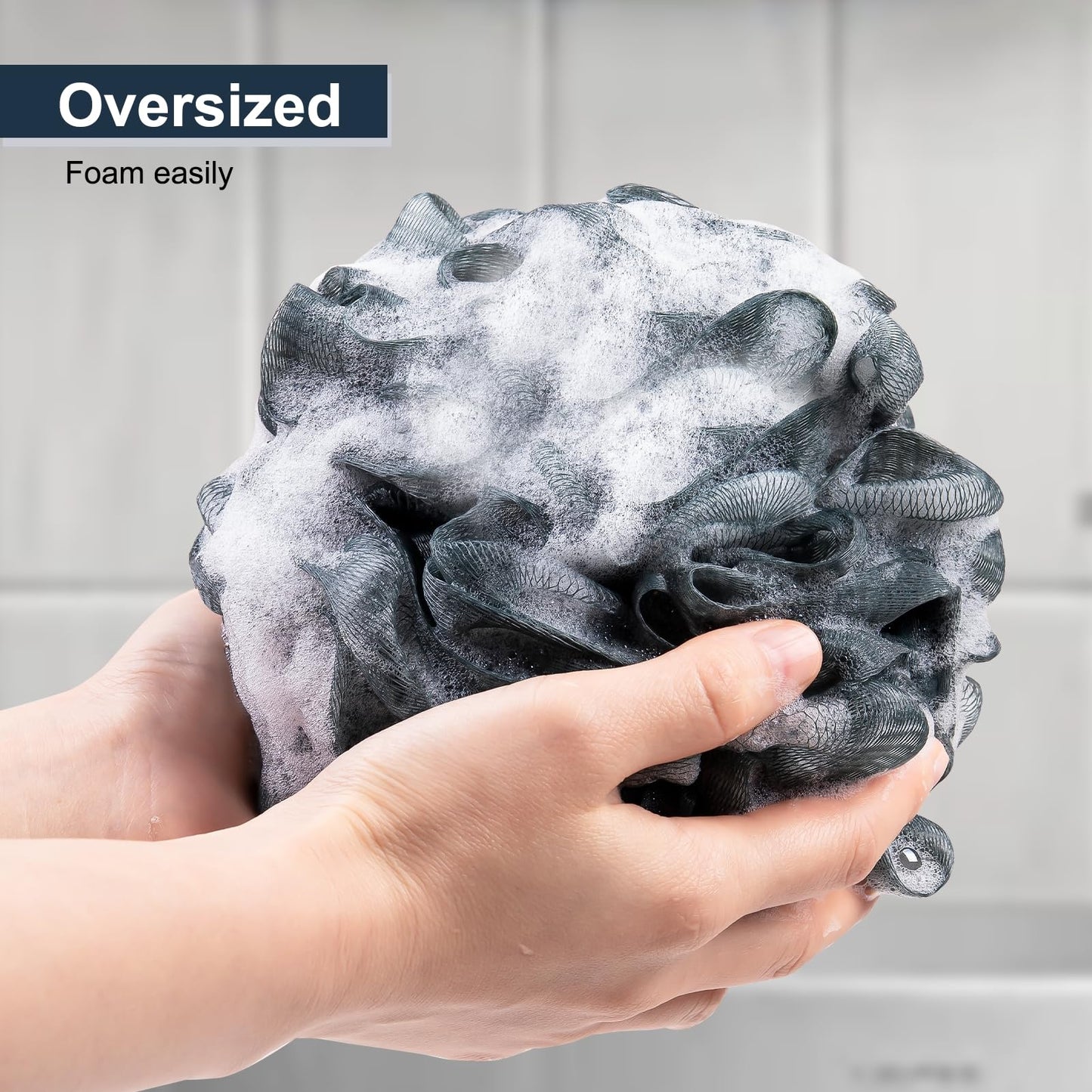 MTDLYICE Loofah Sponge XXL-100g 4 Pack, Bath Sponge Soft Mesh Shower Puff Loofah for Men, Exfoliating Body Scrubber for Women, Shower Accessories