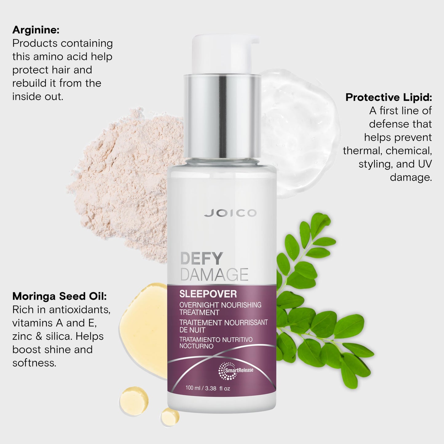 Joico Defy Damage Sleepover Overnight Nourishing Treatment | Instantly Softens & Smooths | Strengthen Bonds | Reduce Breakage & Split Ends | No Rinse