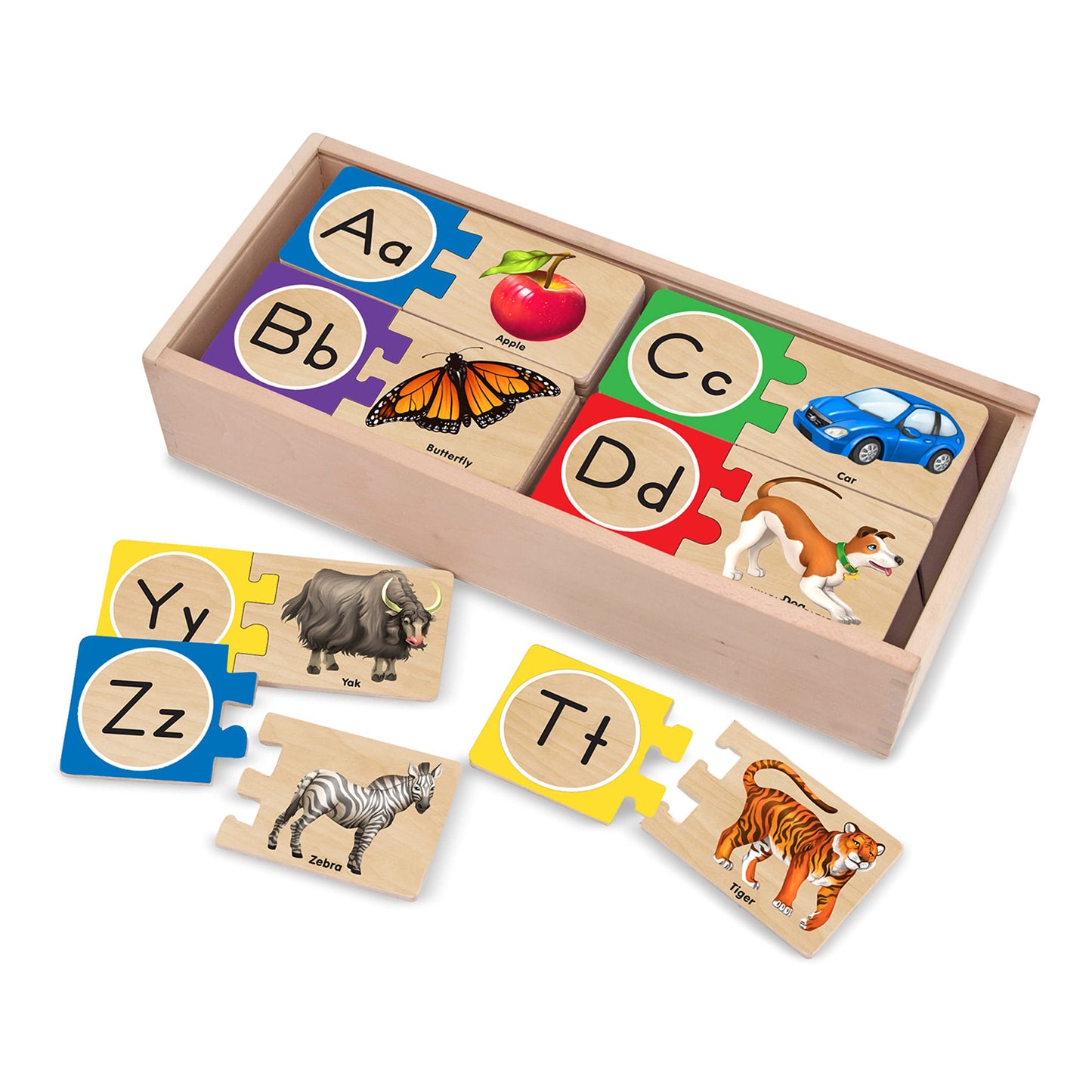 Melissa & Doug Self-Correcting Alphabet Wooden Puzzles with Storage Box (52 pcs) ABC Puzzles, Wooden Alphabet Puzzle for Kids Ages 4+