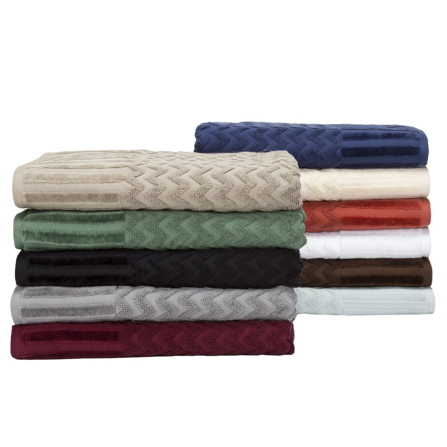 Lavish Home 6-Piece Cotton Deluxe Plush Bath Towel Set - Chevron Patterned Plush Sculpted Spa Luxury Decorative Body, Hand and Face Towels (Brick)…