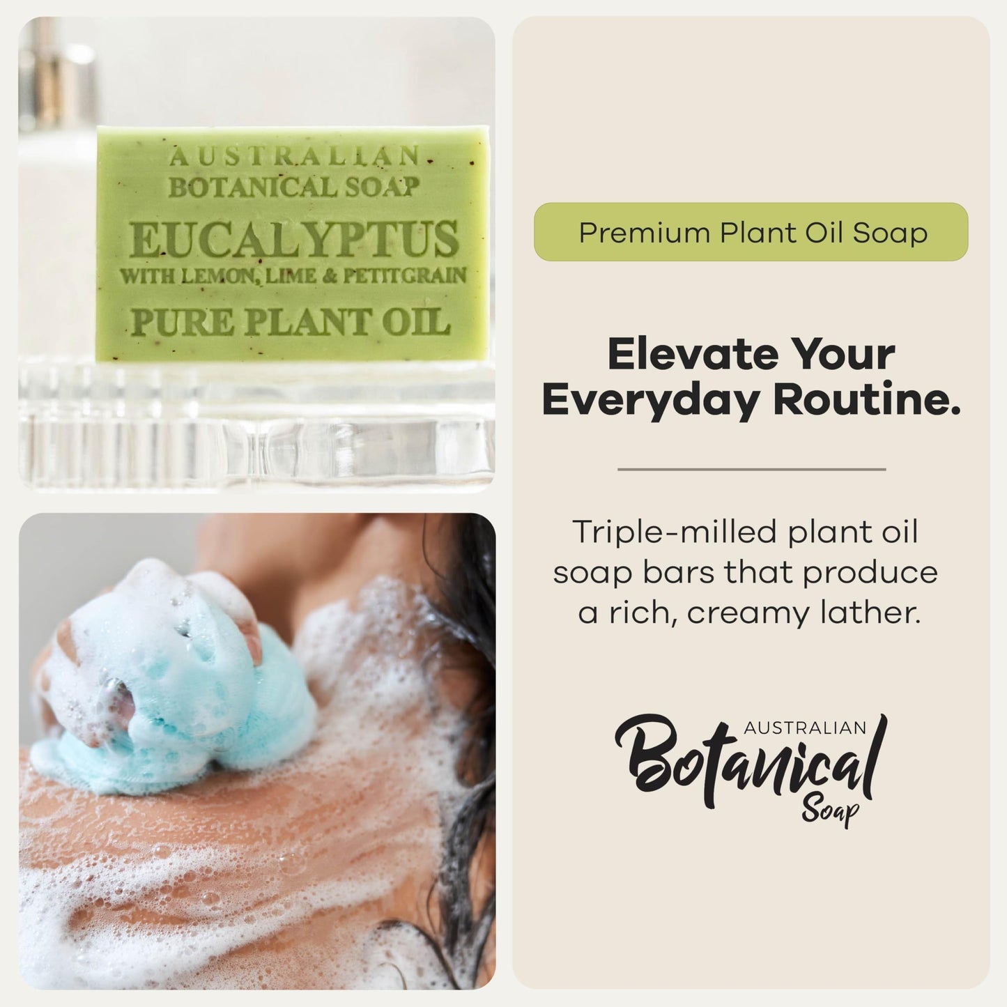 Australian Botanical Soap Essential Medley 4 Bar Variety Pack - Eucalyptus, Sandalwood, Lavender & Tea Tree, Triple Milled 6.6 oz Bars with Shea Beauty and Personal Care Australian Botanical Soap