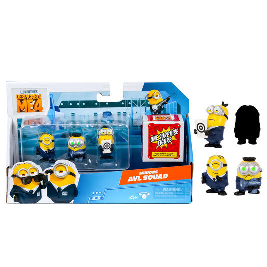 Minions Despicable Me 4-4 Figure Packs AVL Squad | 2 inch Collectible Figures | Pack Has 3 Figures Visible Plus 1 Surprise Figure Hidden