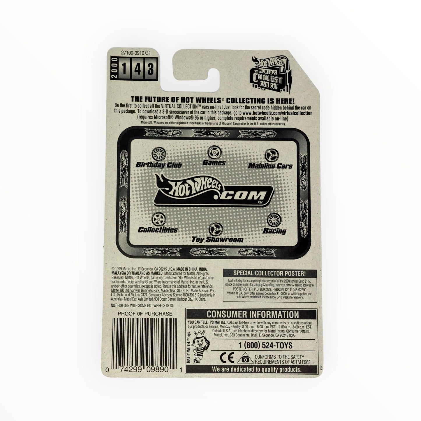 Hot Wheels 2000-143 Recycling Truck Virtual Collection 1:64 Scale