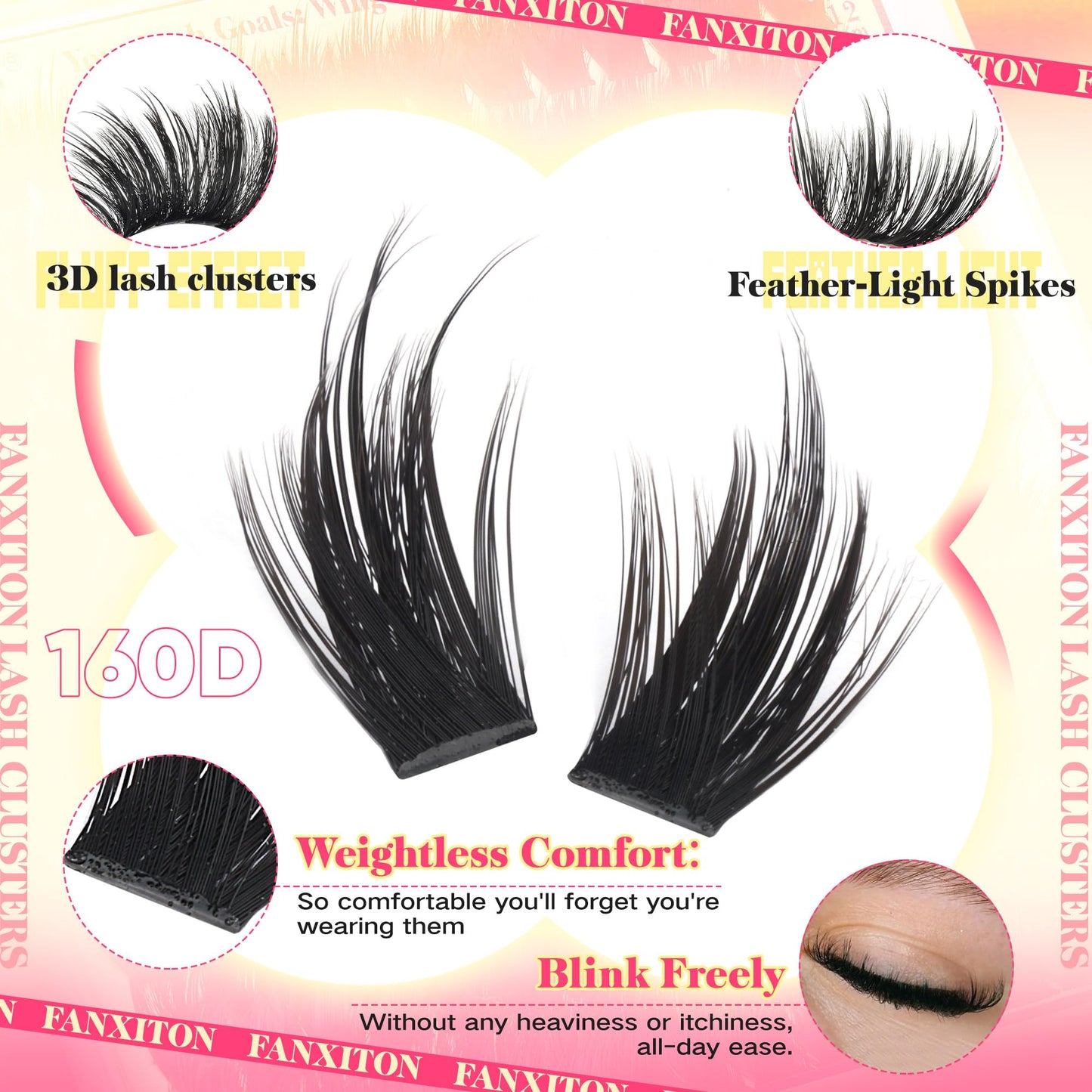 Wispy Lash Clusters with Spikes Manga Lash Clusters 160D Eyelash Clusters 10-18MM Thick Lashes Clusters Fluffy Cluster Eyelash Extensions by FANXITON Beauty and Personal Care FANXITON