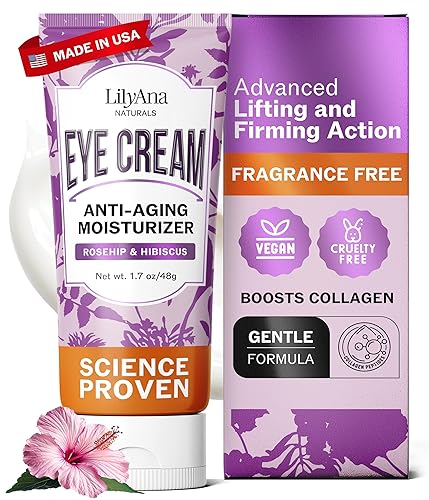 LilyAna Naturals Eye Cream for Dark Circles and Puffiness, Under Eye Cream for Wrinkles and Bags, Anti Aging - helps Improve Dryness; for Sensitive