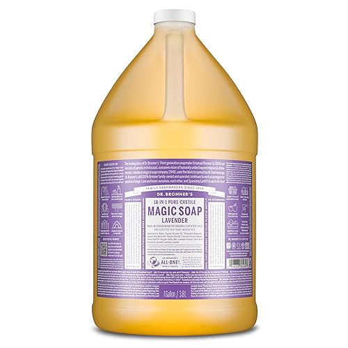 Dr. Bronner's Pure-Castile Magic Soap Liquid (Lavender, 1 Gallon) - Made with Regenerative Organic Certified Oils- For Face, Hair, Laundry, Dishes