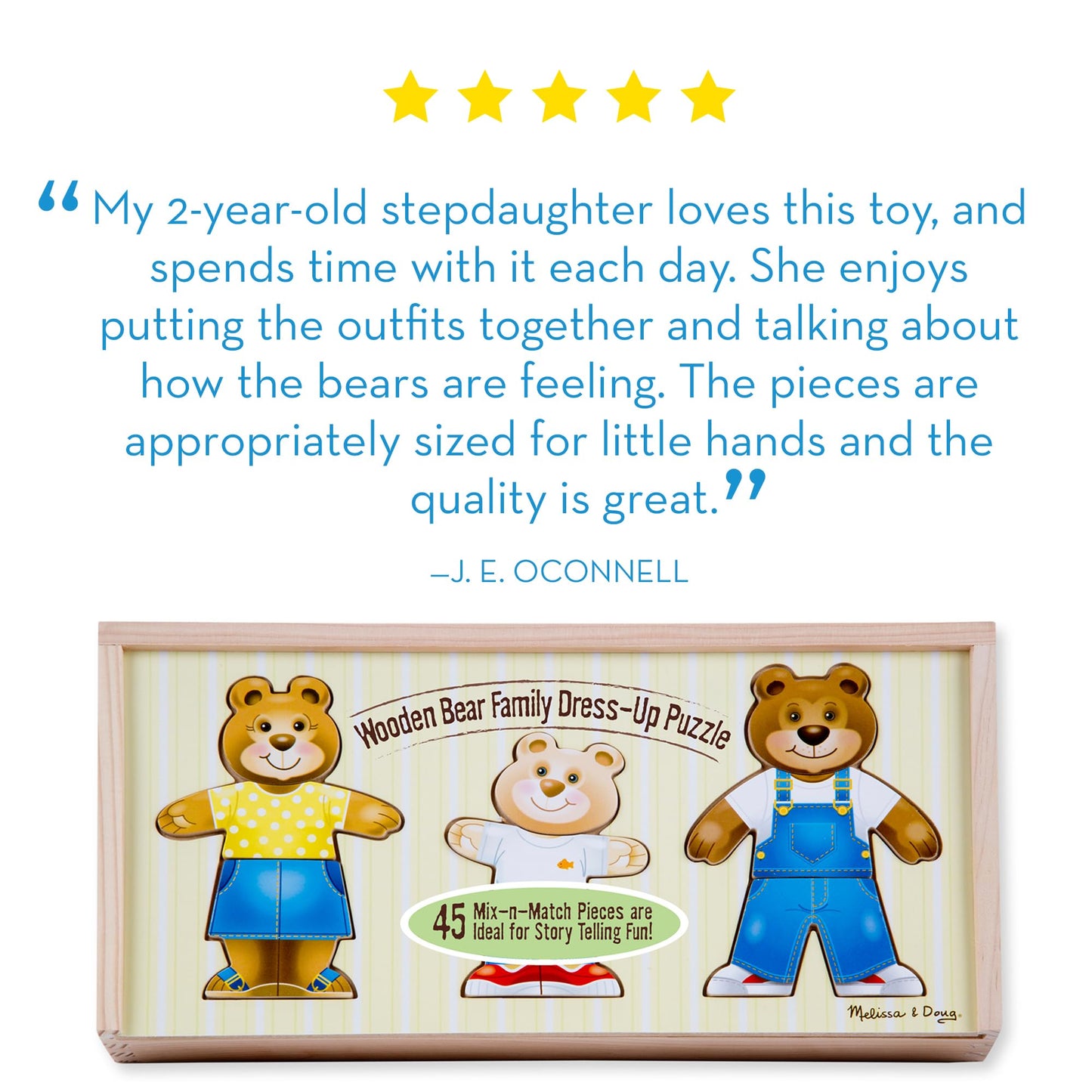 Melissa & Doug Mix 'n Match Wooden Bear Family Dress-Up Puzzle with Storage Case (45 pcs)