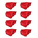 DJC Supply Red Small 3.9" X 6.3" X 2.9" Heavy duty thermoplastic storage bin organizer, Stackable, Hangable, Side-connect, Used in classrooms…