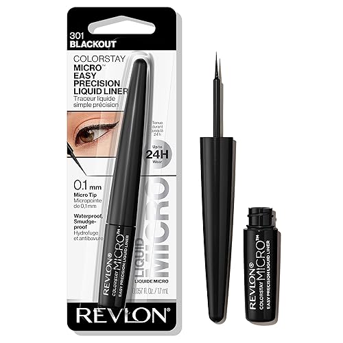 REVLON ColorStay Micro Easy Precision Liquid Eyeliner, Waterproof, Smudgeproof, Longwearing, Stocking Stuffer for Her, 301 Blackout, 0.057 fl oz