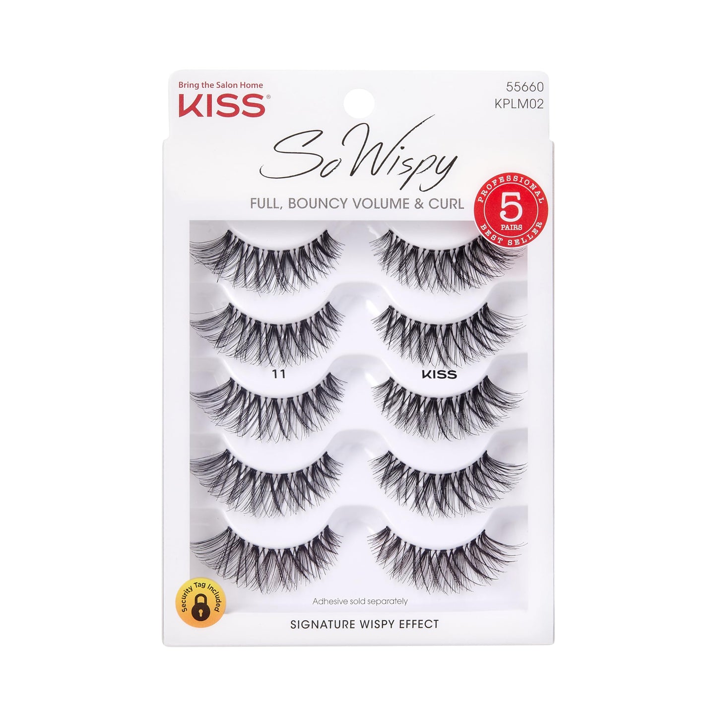 KISS So Wispy, False Eyelashes, 'Style #11', 12mm, Includes 5 Pairs Of Lashes, Easy to Apply, Reusable Lash Clusters