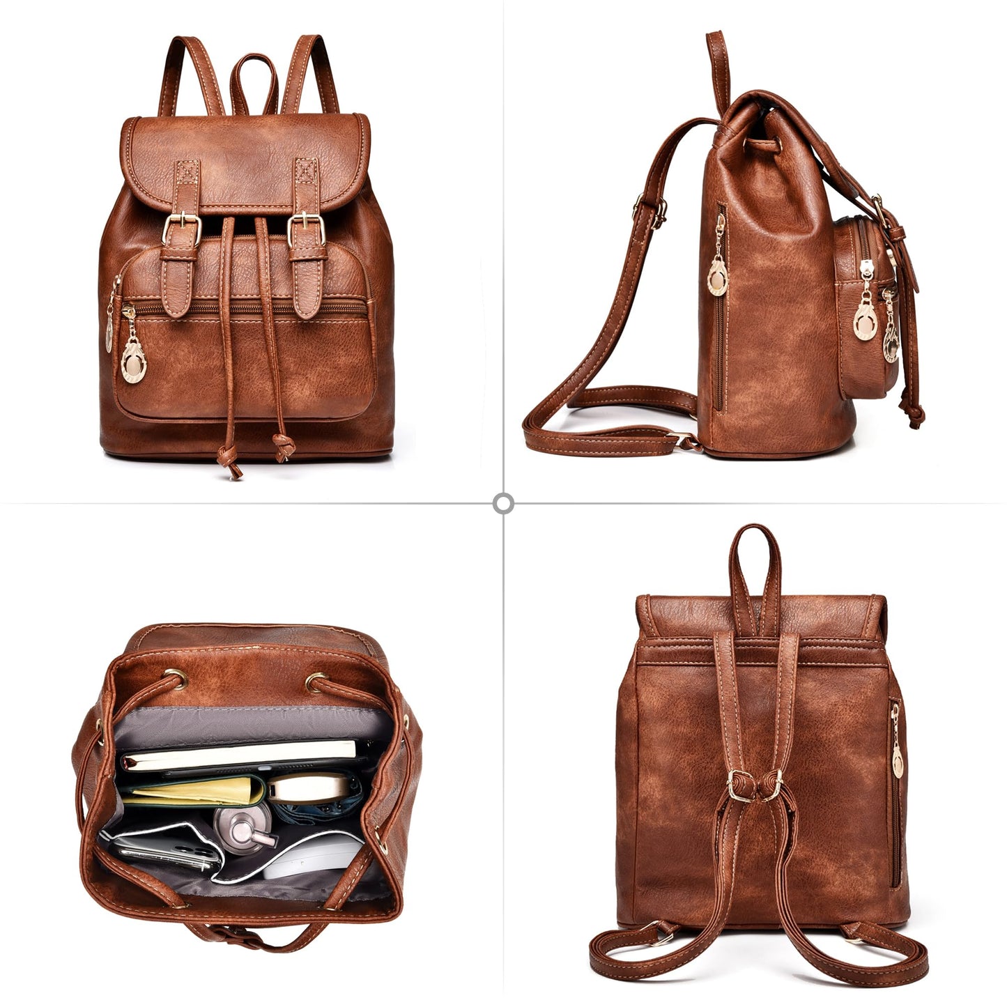 Dora & Liz Mini Backpack Purse for Women Leather Fashion Cute Small Backpacks Lightweight